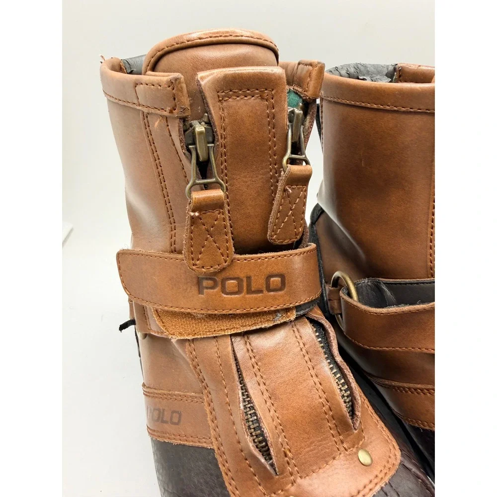 Polo Ralph Lauren Conquest Hi III Boots Mens 10D Brown Leather Duck Boots